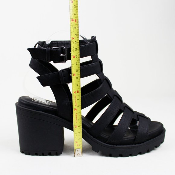 Dirty Laundry Fun Stuff Black Cage Chunky Heel Sandals - Picture 16 of 16
